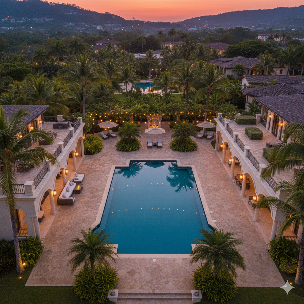 Luxury infinity pool at sunset
